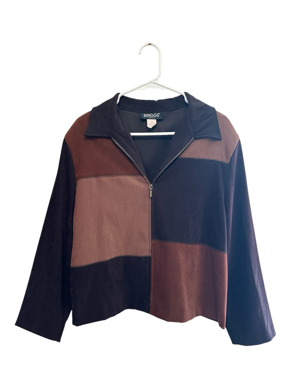 Vintage Y2K Briggs Patchwork Suede Leather Jacket in Brown & Dark Brown MP